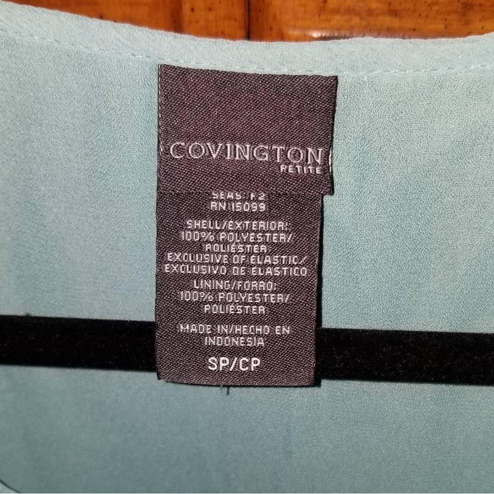 Covington Petite Flutter Sheer Top Mint Green SP - Picture 7 of 10